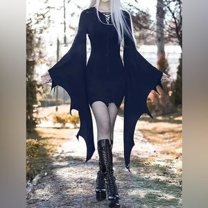 Dark In Love Gothic Super Bat Sleeve Dress